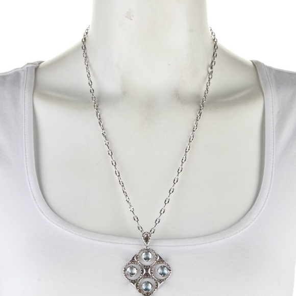 Tacori Island Rains collection lotus 4 blue topaz 925 silver with 18k gold stamp - Picture 4 of 5